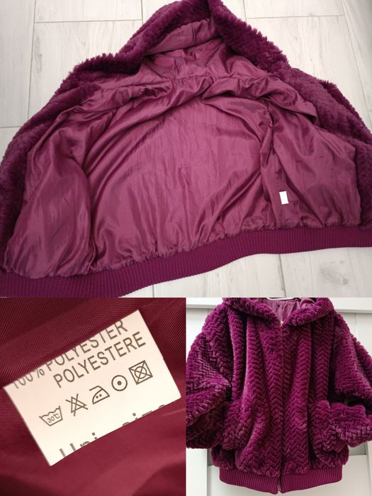 Futerko kurtka futerkowe miś Teddy przejściowa wiosna jesień zima śliw