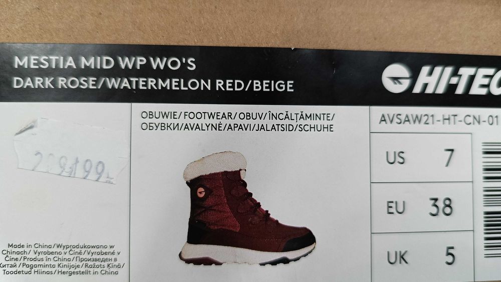 mega ciepłe, nieprzemakalne buty zimowe hi-tec rozmiar 38, dziewczęce