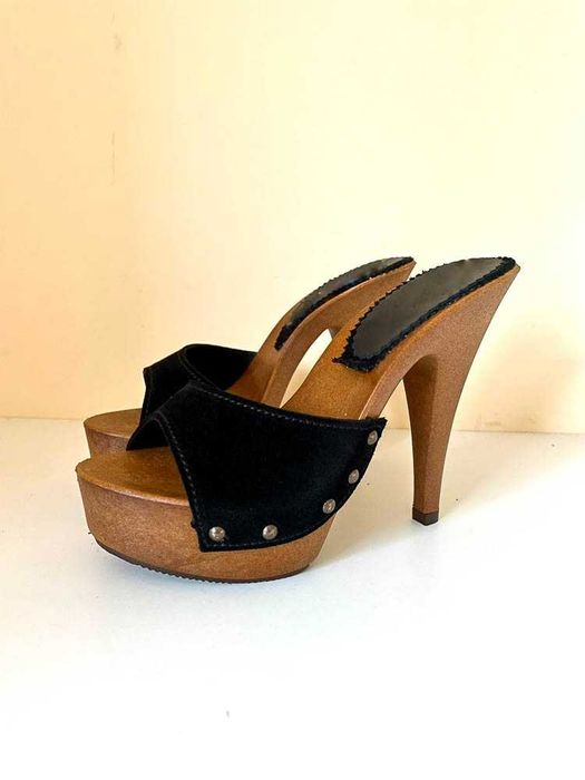 Włoskie ręcznie robione klapki szpilki drewniane super sexy 35-42 boho