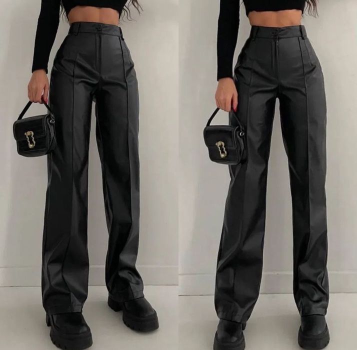 Шкіряні штани жіночі кльош