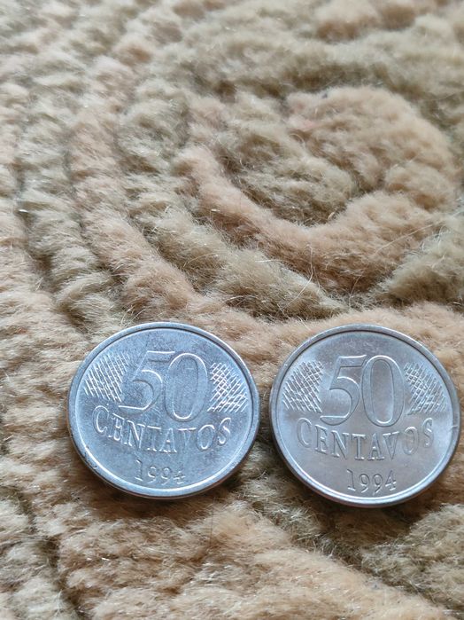 2 moedas 50 centavos invertida brasil 1994