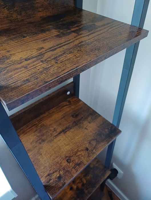 Industrialny regał stojący czarny 5 półek drabinka na książki loft mod