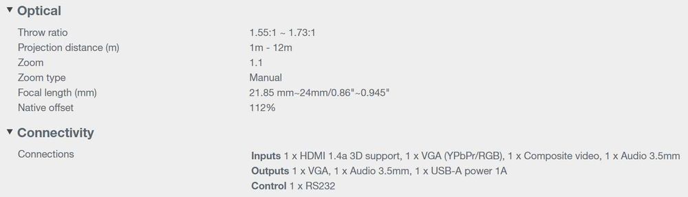 Projetor Optama H190X