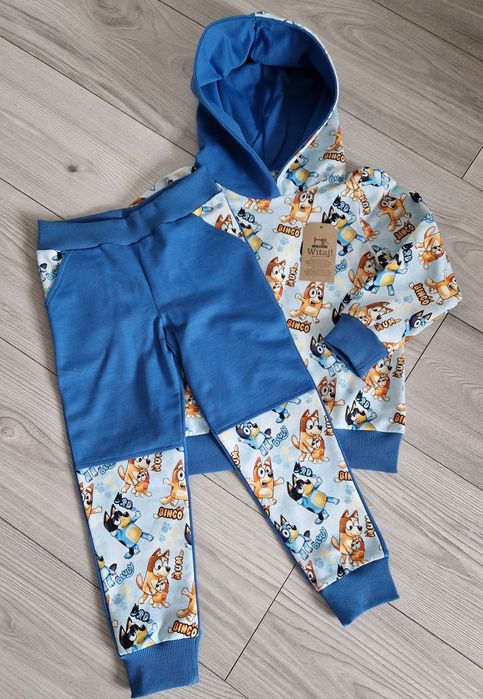 Bawełniany dres bluza i spodnie bluey i bingo rozm 110