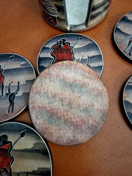 Base para copos em pedra pintado à mão