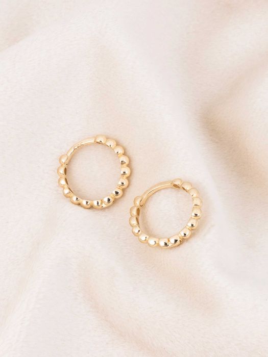 Złote kolczyki 585, koła z kuleczek 15 mm