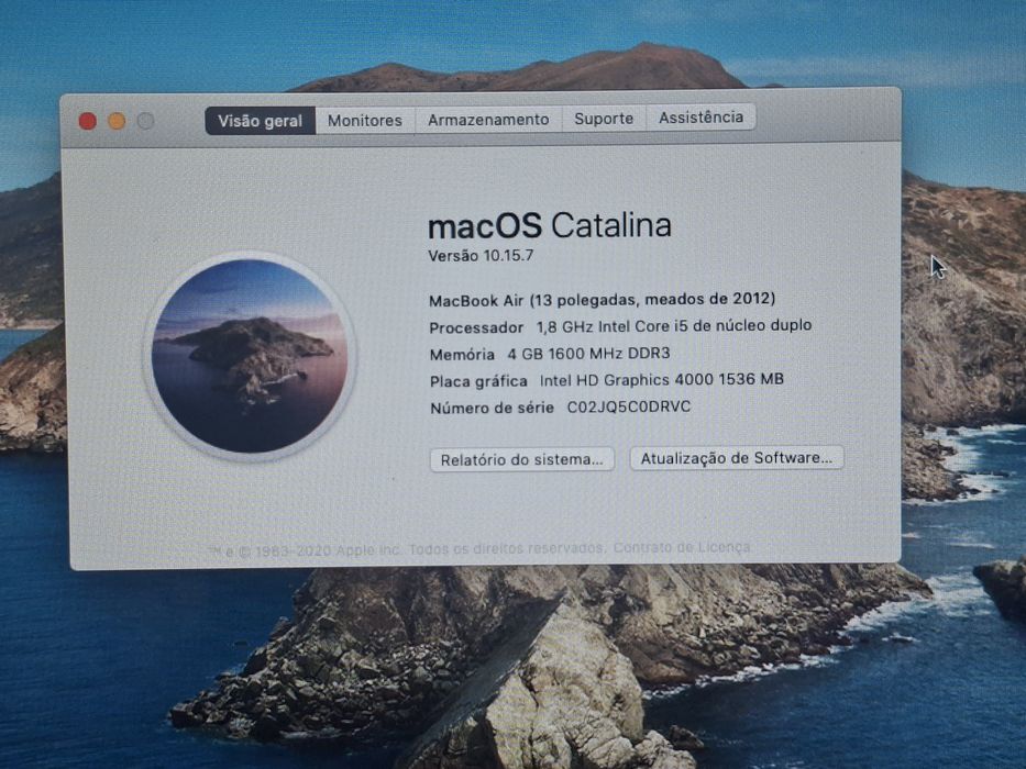 Portátil MacBook Air Ecrã Retina de 13.3'' | Intel Core i5 a 1,8GHz | Disco 256 Gigas, SSD PCie alta capacidade | MacOS Catalina | Impecável
