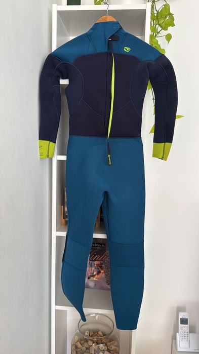 Fato de Surf Decathlon 500 Neoprene 4/3 mm tamanho 14 anos Azul Amarelo