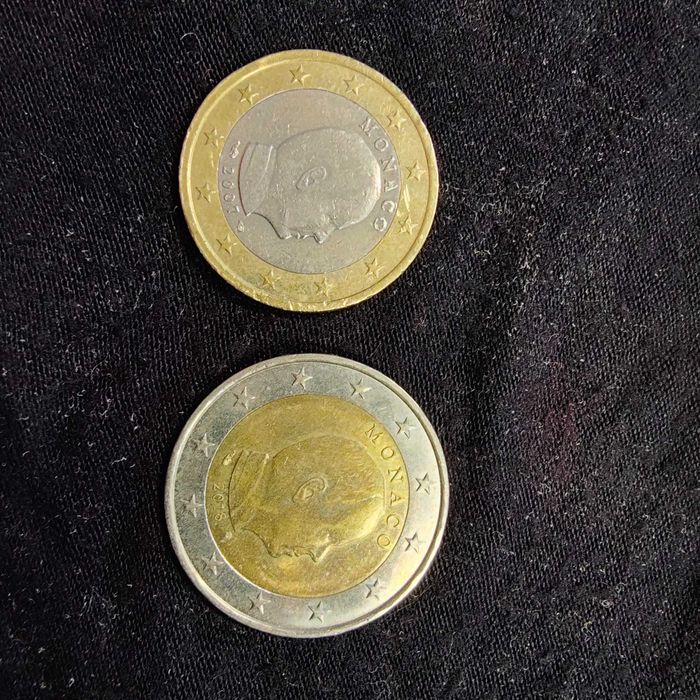 Lote de 2 Moedas do Monaco (1 e 2 Euros)