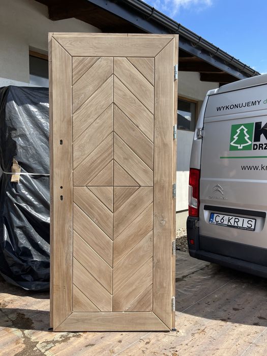 Drzwi zewnętrzne drewniane 100% lite Dębowe 98x230 Nietypowe