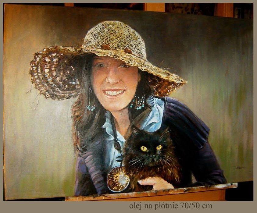 Portret olejny na podstawie zdjęcia.