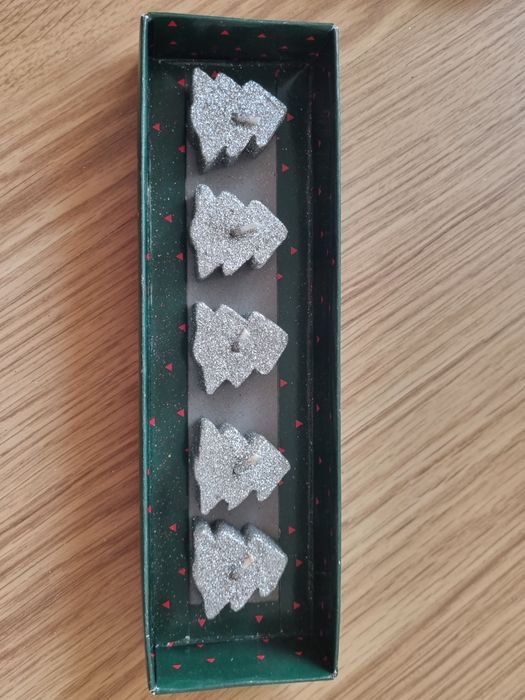 PORTES GRÁTIS - 5 Velas Prateadas de Árvore de Natal NOVAS