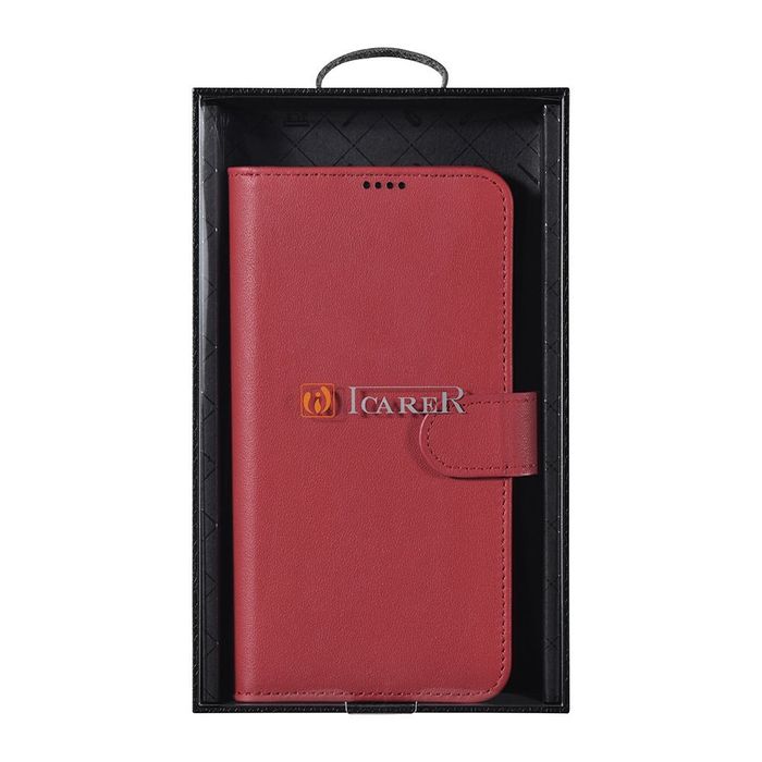 Etui Icarer Haitang Leather Wallet Samsung Galaxy S22 Ultra Czerwony