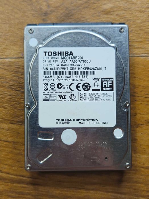 TOSHIBA 2 tb 2000 gb гигабайт новый жесткий диск для пк и ноутбуков 2.5 формата модель MQ01ABB200 без наработки