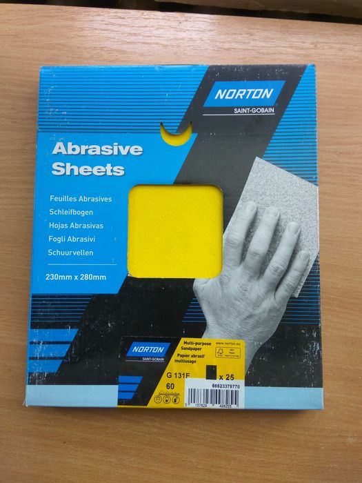 Абразивні листи, Наждачний папір Norton 230x280мм, Р60, упаковка 25 шт