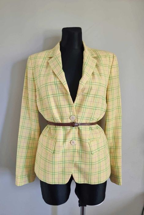 Modna żółta marynarka w kratę od Michael Kors