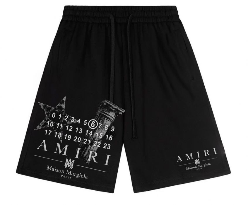 Шорты Maison Margela paris x Amiri Logo колоборация мейсон марждели и амири цвет черный Новинка