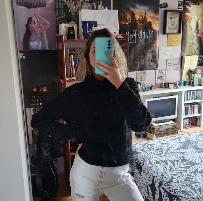 Camisola de malha preta