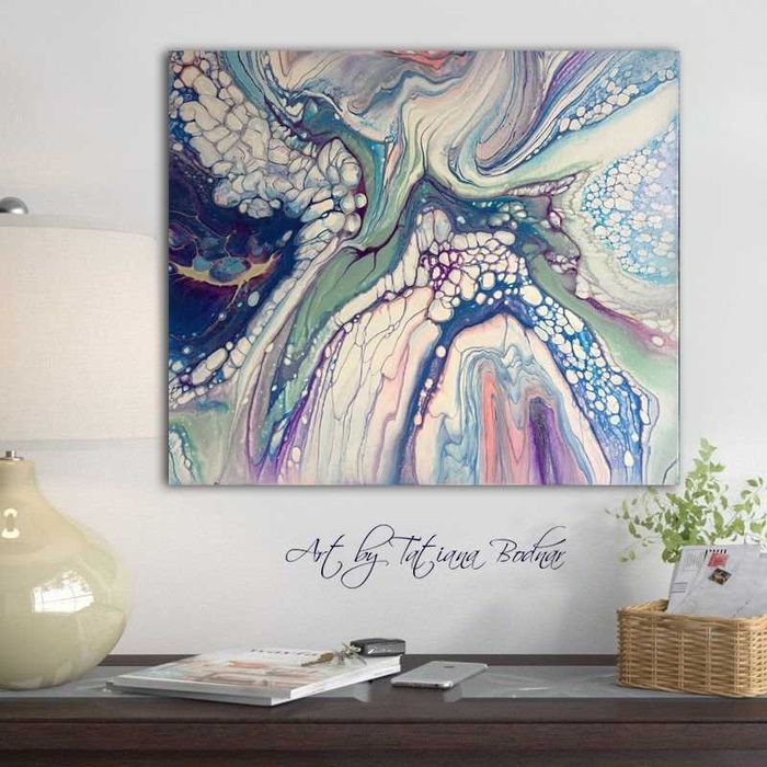 Картина для интерьера. Авторская работа флюид арт.