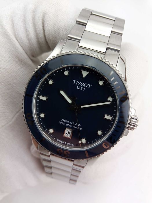 Швейцарские мужские часы Tissot Seastar 1000 40мм Сапфир, антиблик, 300м