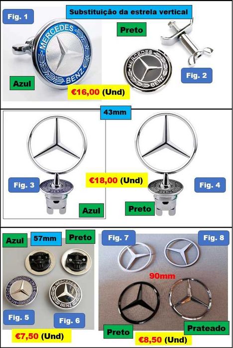 Emblema símbolo traseiro mala bagageira Mercedes Benz