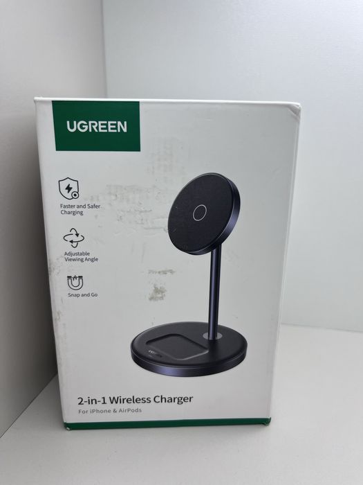 Беспроводная зарядная станция ugreen 2- in-1 magnetic wireless charger