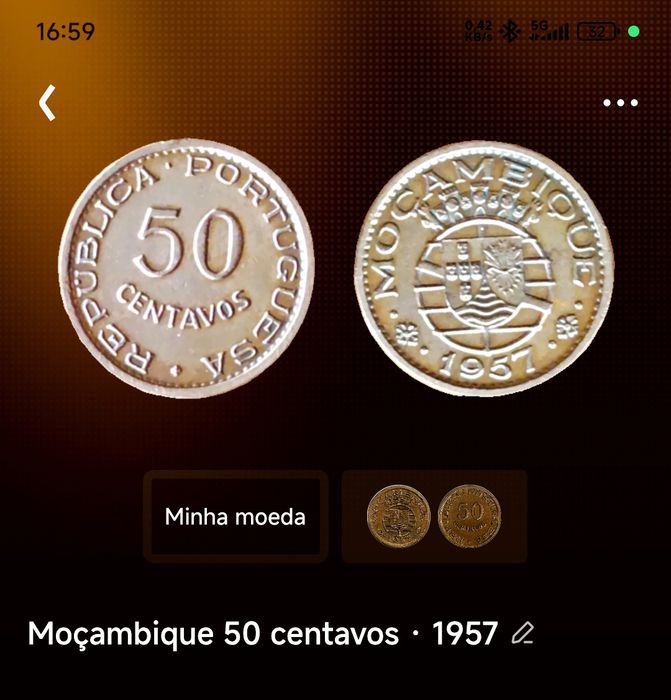 Moeda antiga de 1957