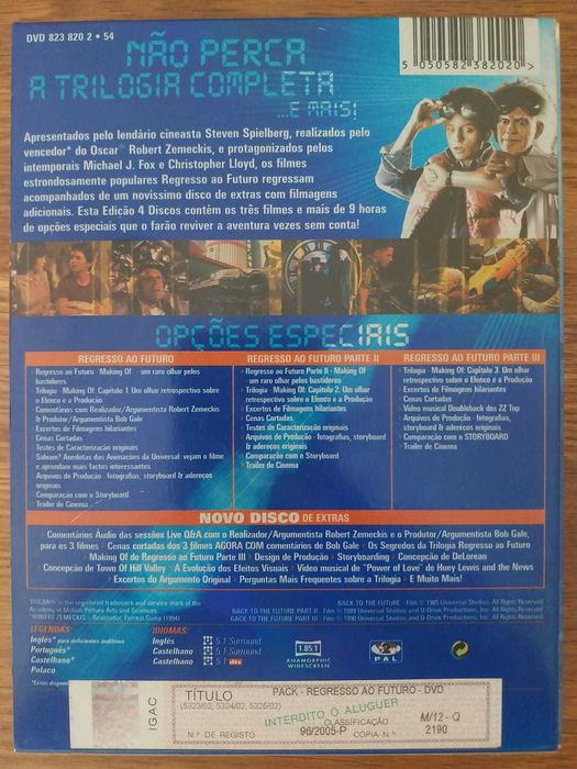 Trilogia Regresso ao Futuro 4 DVD´S - Edição Colecionador 4 Discos