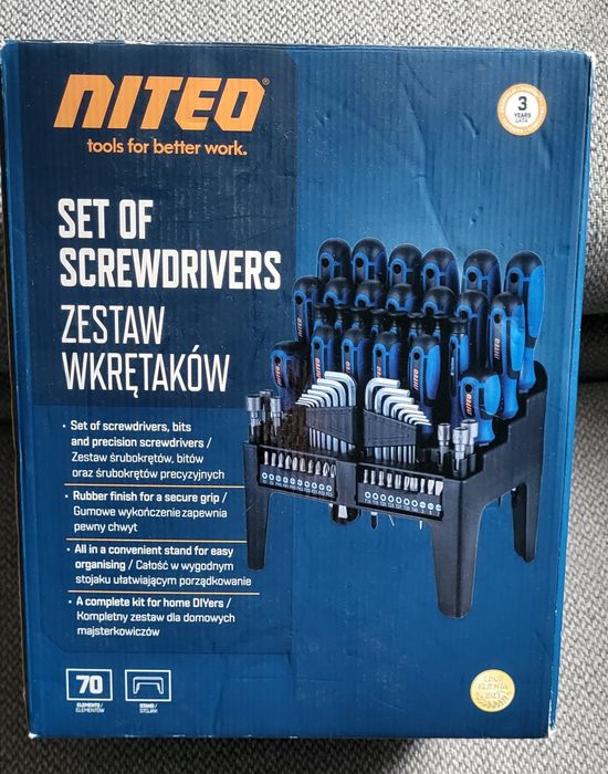 Nowy Zestaw wkrętaków 70 elem Stojak Bity Śrubokręty Imbus