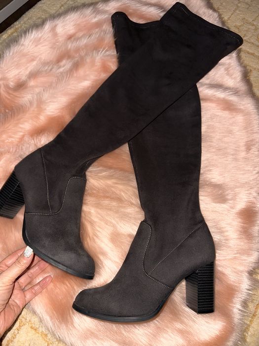 Шикарні 38-39 жіночі сапоги ботфорди коричневі трендові шоколадні