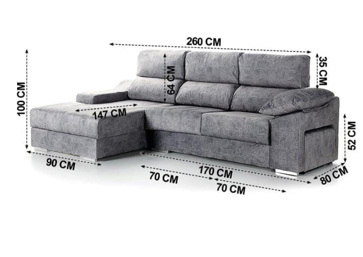 Sofá Chaise Long com puff