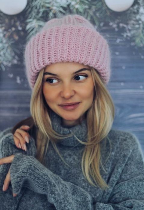 Шапка мохер вовна тепла зимова шерсть