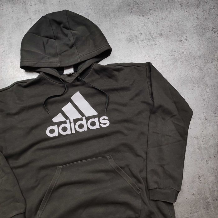 MĘSKA Bluza z Kapturem Khaki Oliwka Adidas Nadruk Sportswear Active