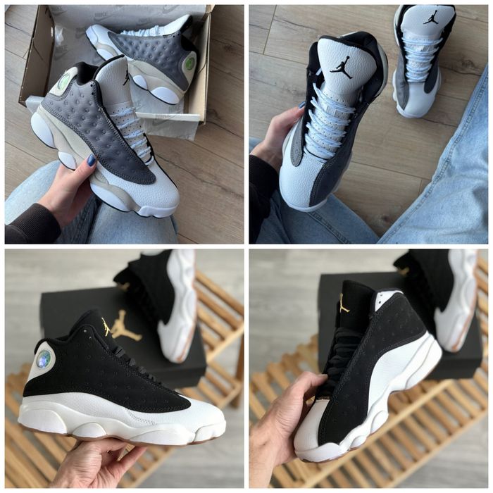 р36-45 Кросівки Air Jordan 13 Retro Black White Blue Red