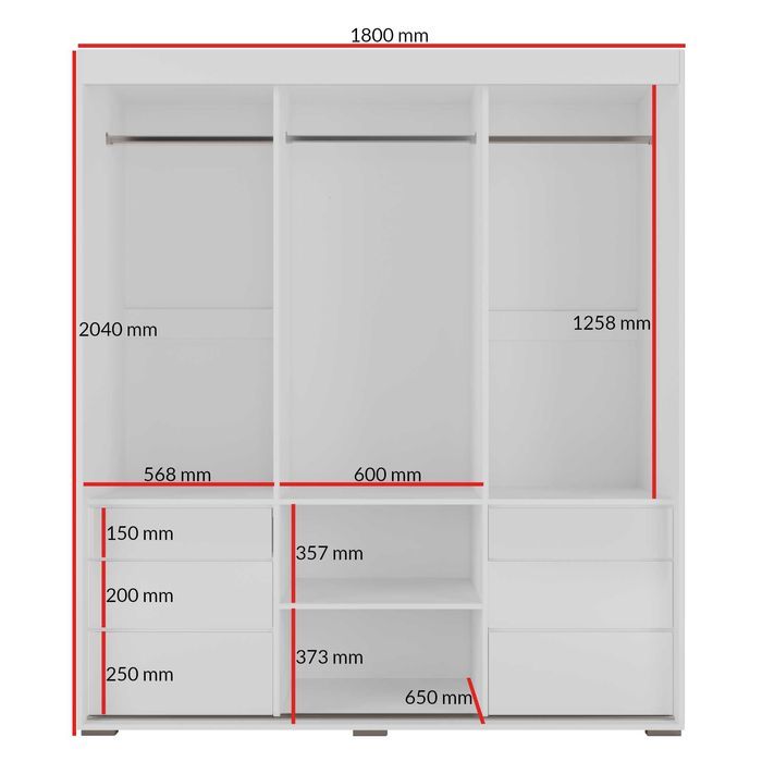 Szafa przesuwna Torino 3D 180 (lacobel) 6 wariantów [Darmowa Dostawa]