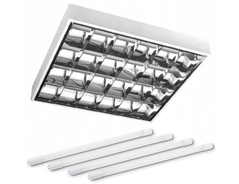 Oprawa lampa rastrowa 60x60cm + 3x Świetlówka LED neutralna 9W