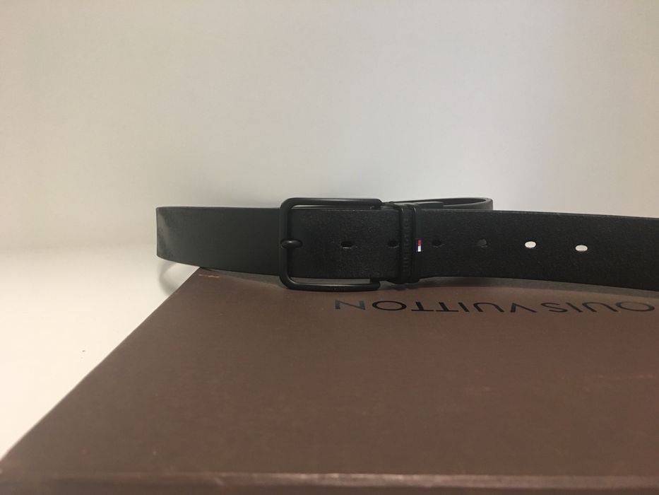 Oryginalny pasek TH tommy hilfiger meski czarny skora skorzany