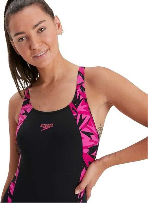 SPEEDO Damski Strój Kąpielowy Hyperboom Muscleback 32 Czarny-Róż