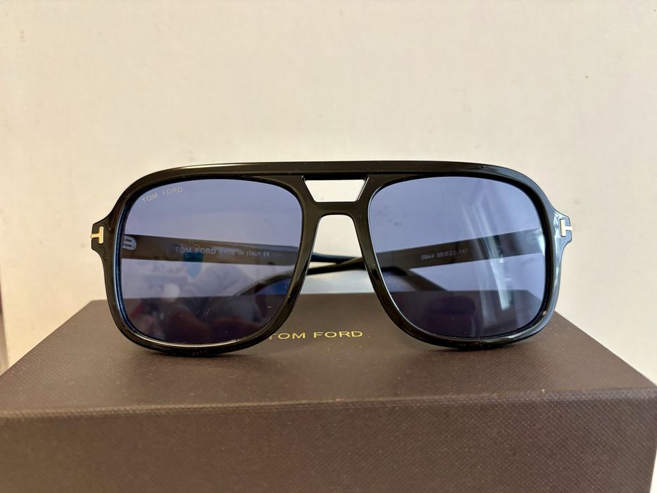 okulary Tom Ford pilotki niebieskie szkła