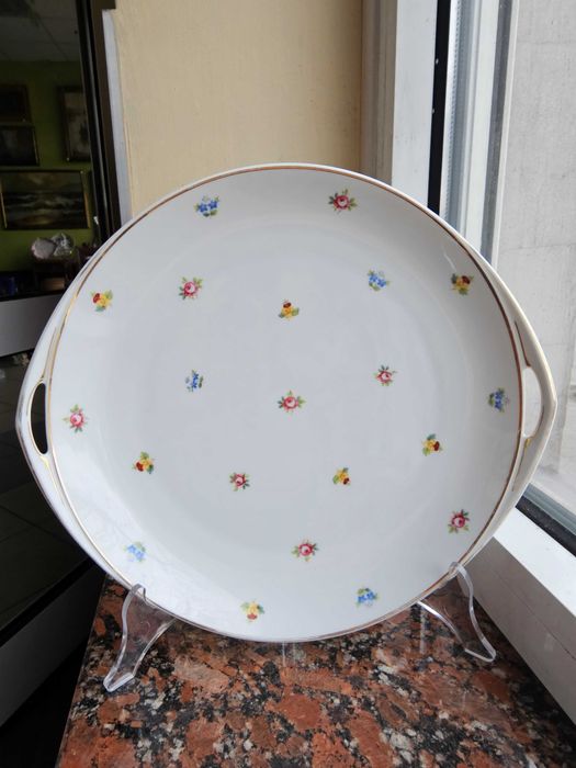 Patera z uchwytami dekorowana w kwiatki złocenia Rosenthal Selb 1922 rok