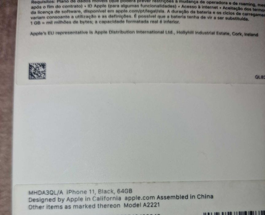 Iphone 11, Black 64GB NOVO/NUNCA USADO