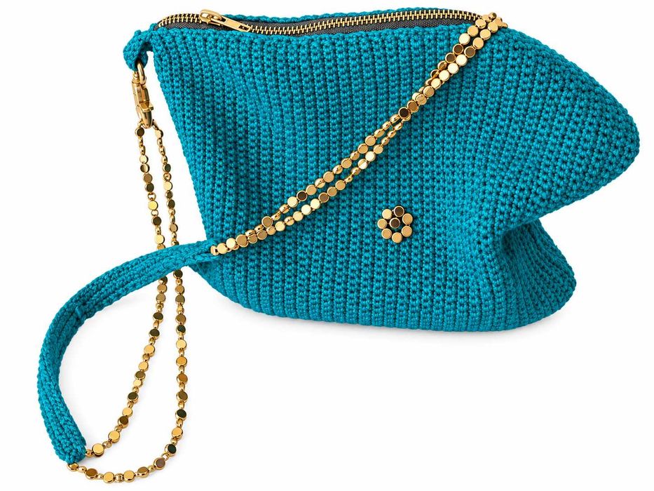 Bolsa Mala em CROCHE ARTESANAL - Azul Esverdeado - Singularmente bonita