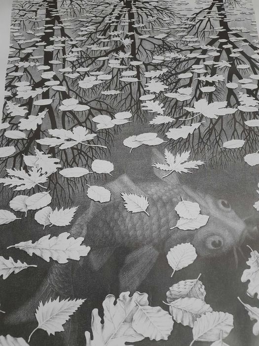 Reprodução em papel do quadro "Three Worlds" de M:C: Escher. Novo ainda na embalagem.