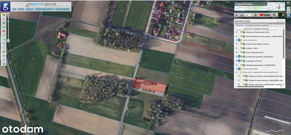 Działka budowlana Chąśno - 3092m2 - 27,5m szerokości.