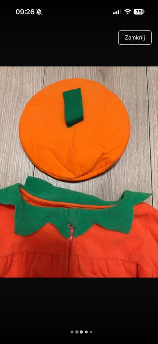 Kostium/ przebranie dynia halloween z beretem 3-4 lata
