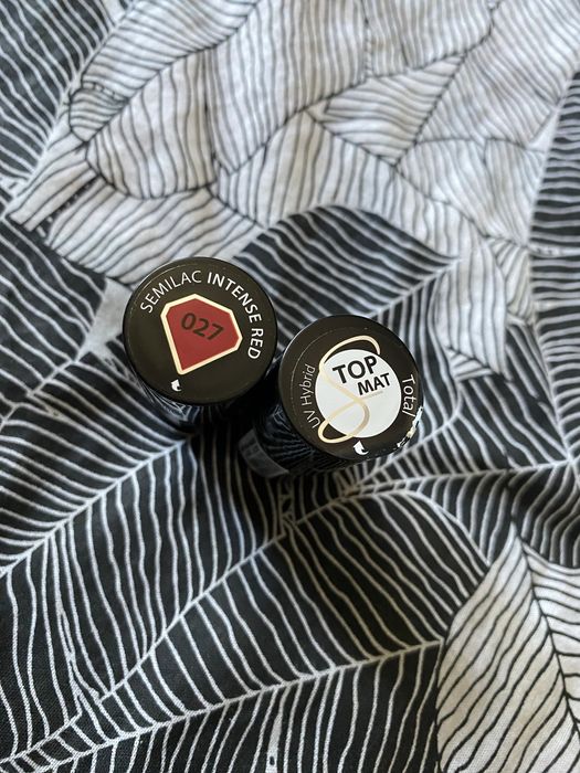 Lakier hybrydowy semilac intense red i top mat semilac
