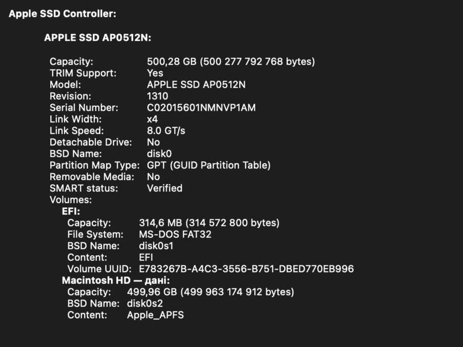 MacBook Pro 13" 2020 A2289 i7/8GB/512GB SSD, 19 циклів батареї