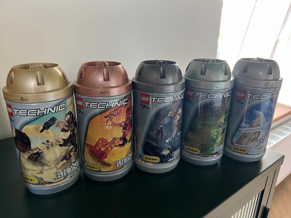 Zestaw Lego Bionicle z 2001 roku Pohatu 8531, Lewa 8535, Toa Mata Tahu 8534, Kopaka 8566, Onua 8532