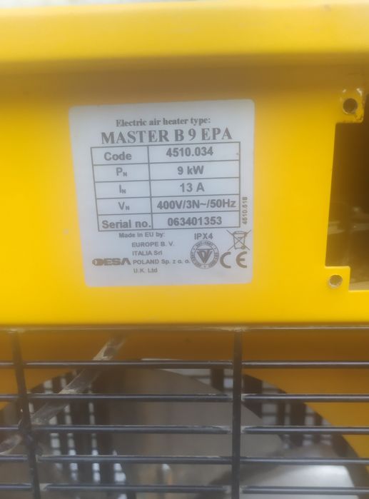 Теплова пушка,Master B9RPA, тепловентилятор електричний