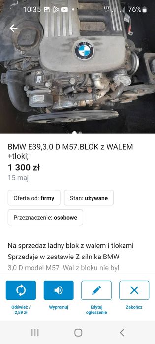 BMW E39 3.0D. SILNIK M57 na czesci